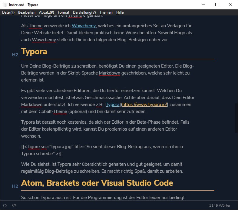 typora inside visual studio code